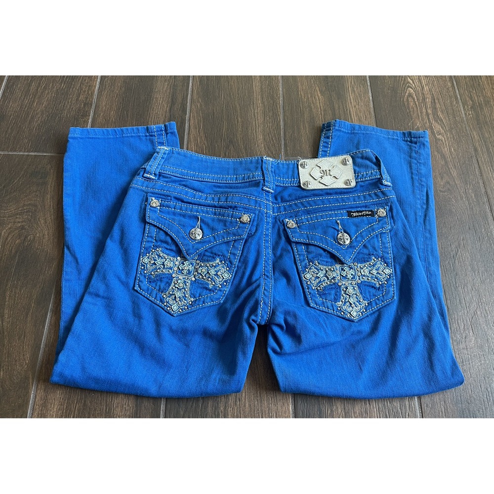 Miss Me Jeans Cuffed Royal Blue Capri Sz 26X21.5 - Picture 6 of 7